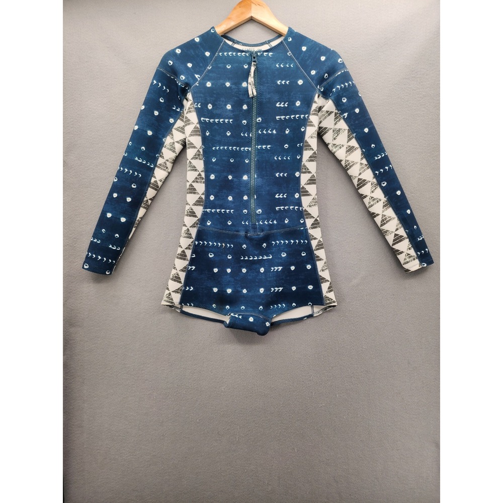 Carve Designs Long Sleeve Springsuit Front Zip One Piece Swimsuit Indigo Small